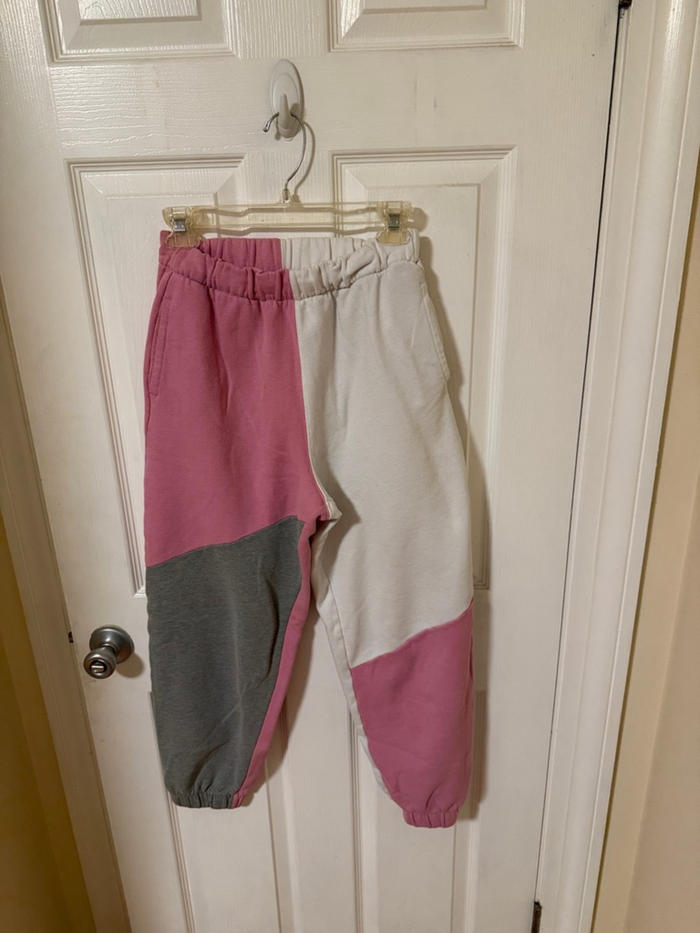 Hollister Kids Pink, Gray & White Colorblock Joggers